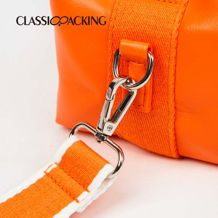 orange cosmetic bag d ring detail